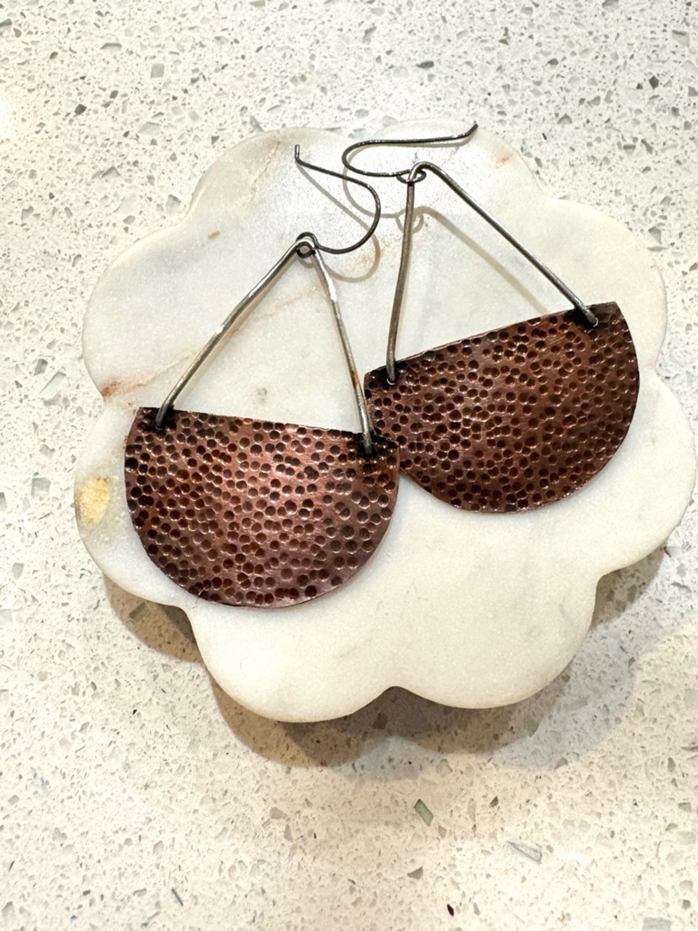 3 piece set Patina Square pendant and Earrings/Bracelet Set, half moon copper - Picture 2 of 2